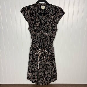 Maeve Anthropologie Elephant Print Tie Waist Dress Small